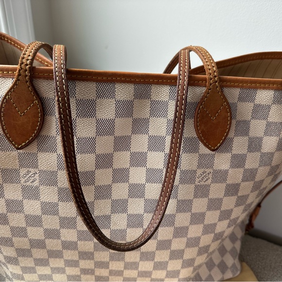 $799 Louis Vuitton Neverfull gm azur Checkered Tote Bag - Picture 5 of 14